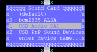 alsamixer configurer le DAC USB