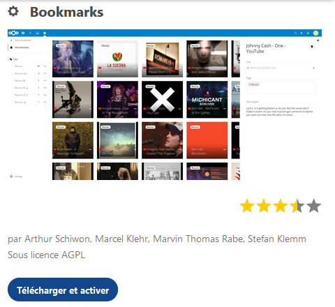 module Bookmarks sur Nextcloud