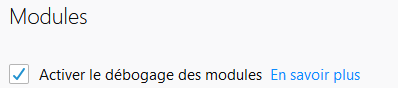 Activation du débogage général des modules Firefox