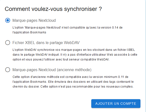 Synchronisation avec Nextcloud