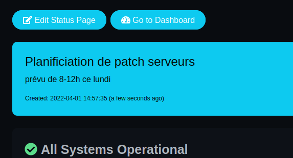 maintenance planifiée uptime-kuma